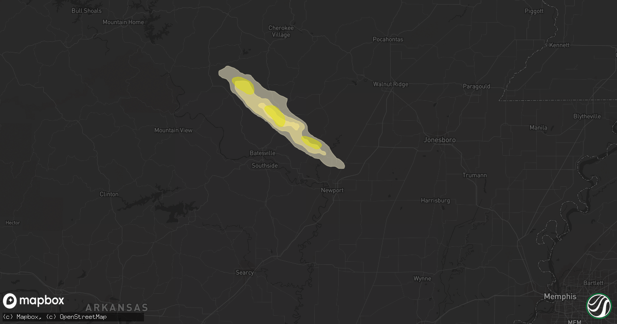 Hail map in Newark, AR on April 20, 2022