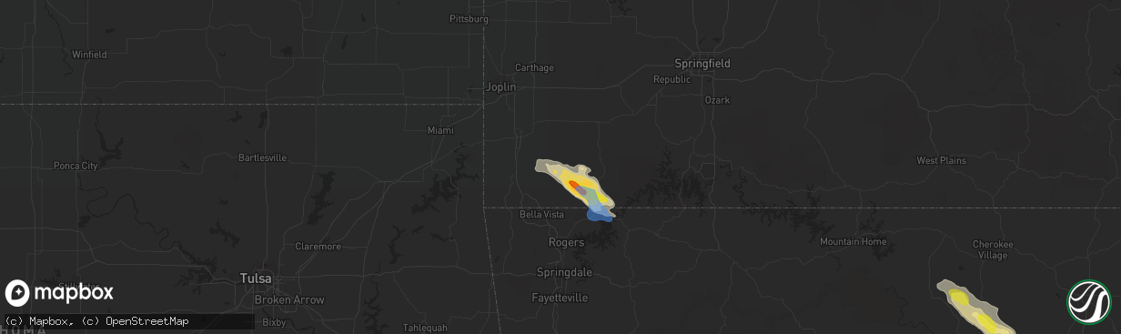 Hail map in Rocky Comfort, MO on April 20, 2022