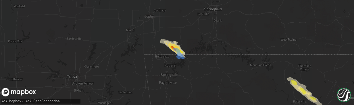 Hail map in Seligman, MO on April 20, 2022