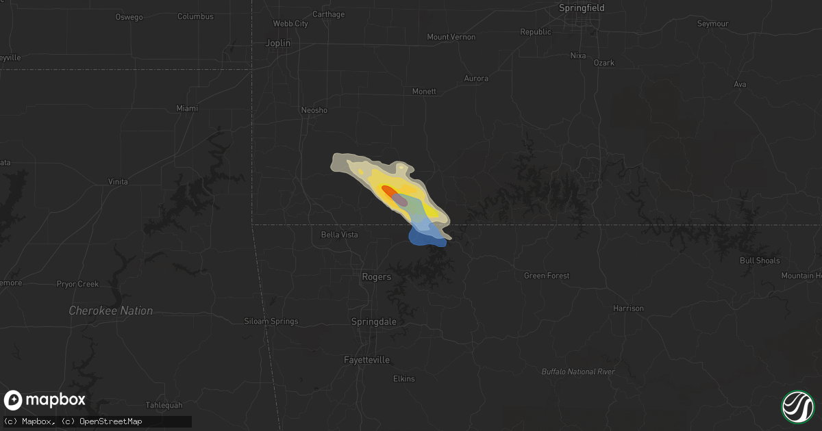 Hail map in Seligman, MO on April 20, 2022