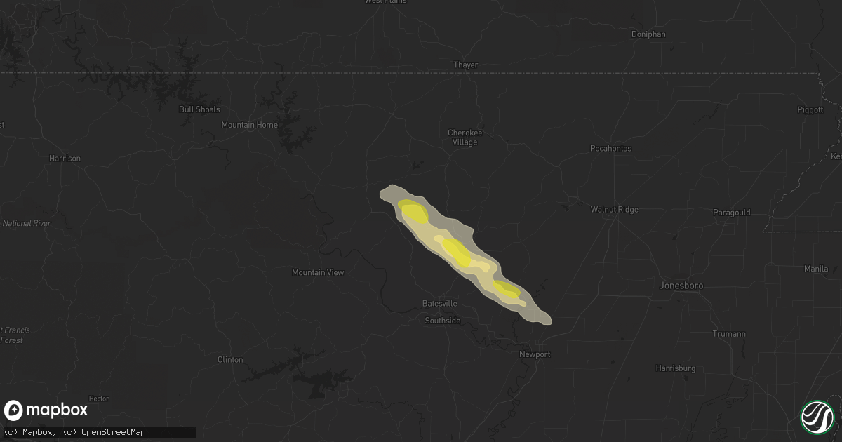 Hail map in Sidney, AR on April 20, 2022