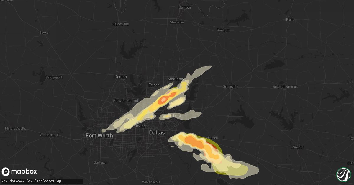 Hail map in Allen, TX on April 20, 2023