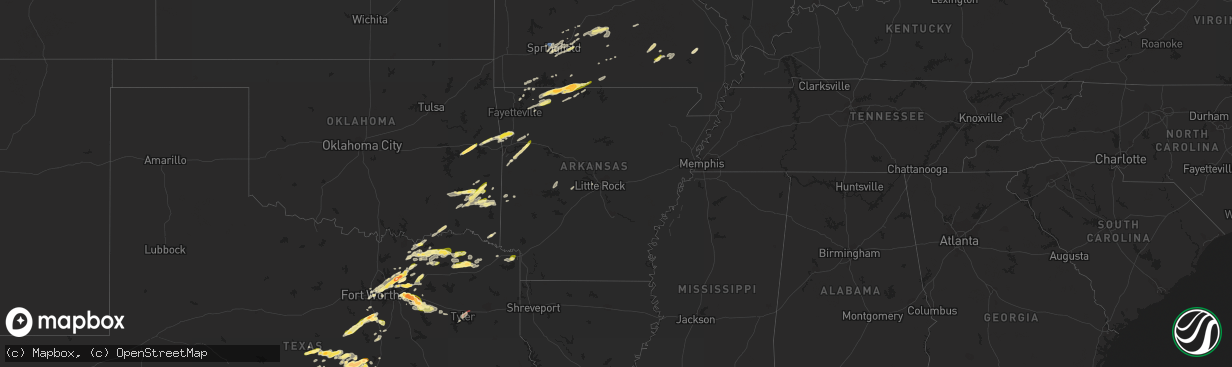 Hail map in Arkansas on April 20, 2023