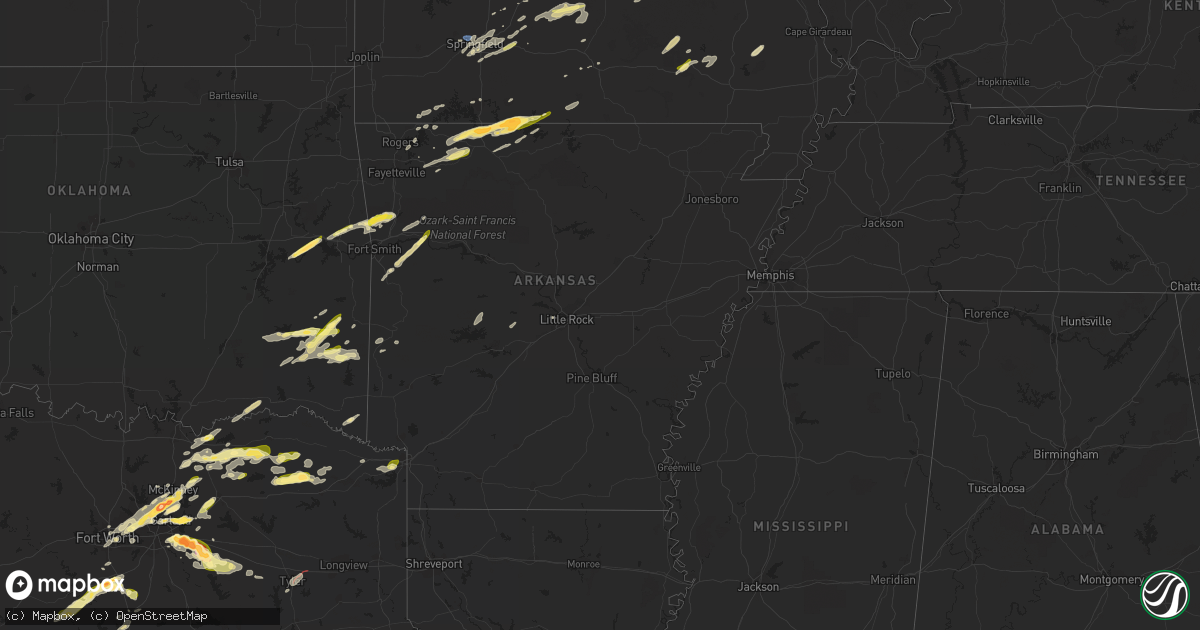 Hail map in Arkansas on April 20, 2023