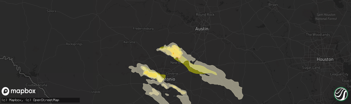 Hail map in Canyon Lake, TX on April 20, 2023