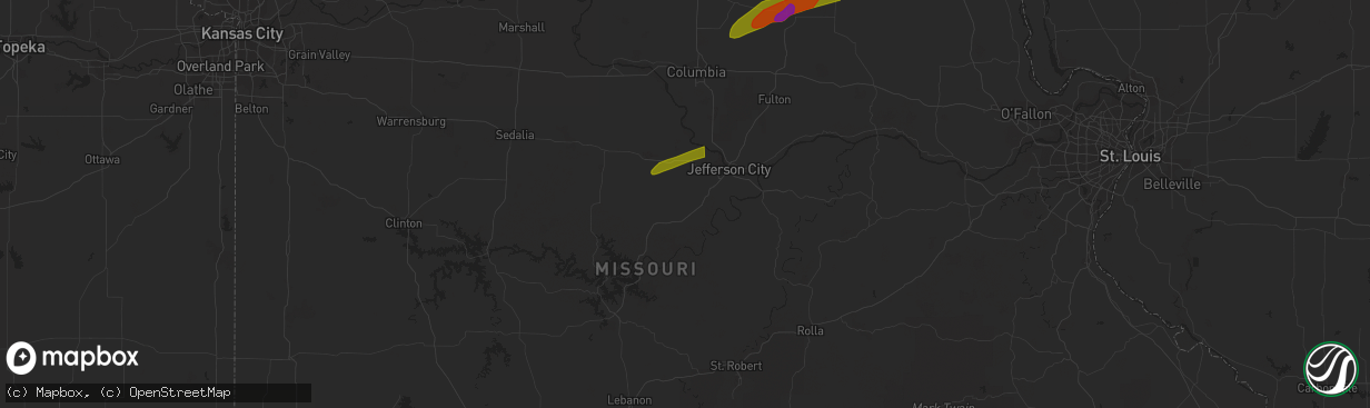 Hail map in Centralia, MO on April 20, 2023