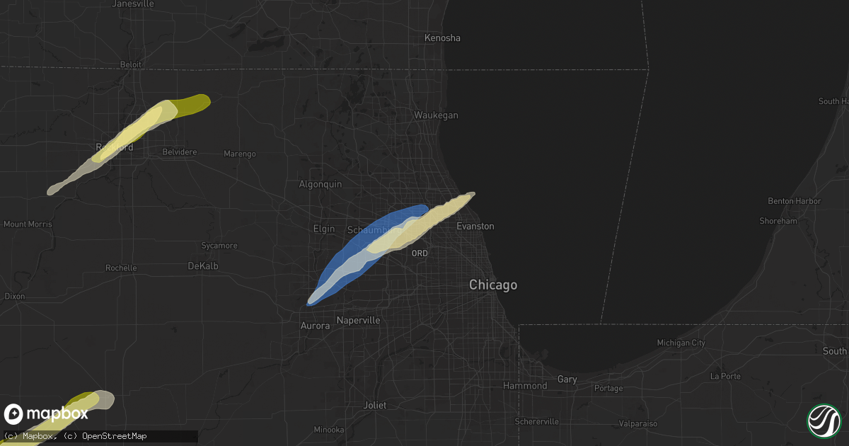 Hail map in Des Plaines, IL on April 20, 2023