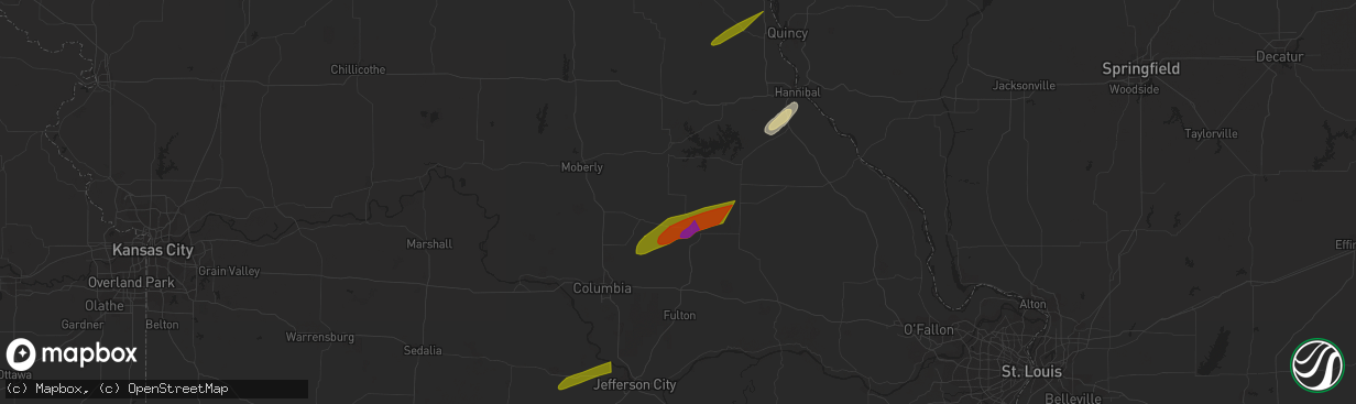Hail map in Durham, MO on April 20, 2023