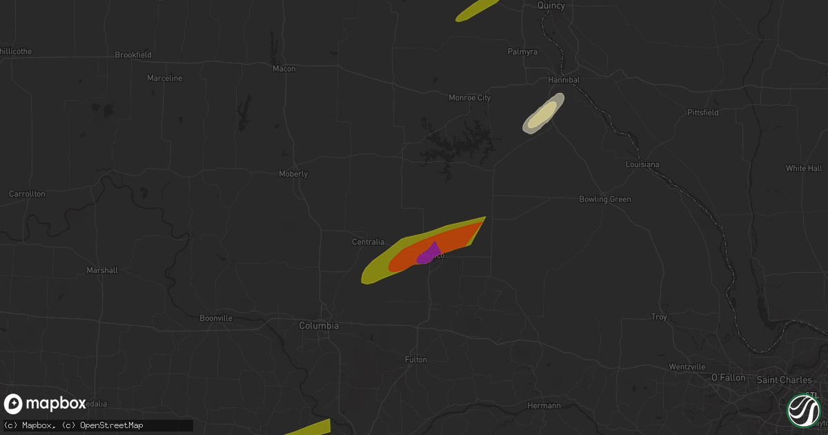 Hail map in Durham, MO on April 20, 2023