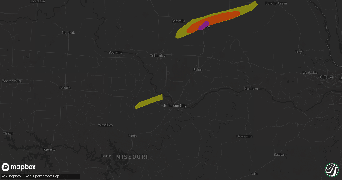 Hail map in Farber, MO on April 20, 2023