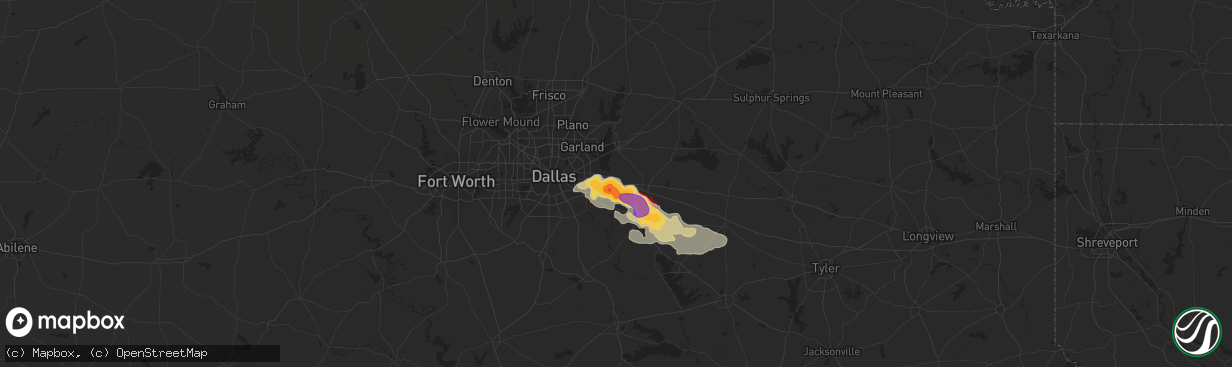 Hail map in Forney, TX on April 20, 2023