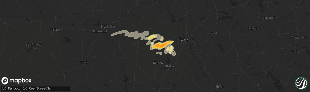 Hail map in Gatesville, TX on April 20, 2023
