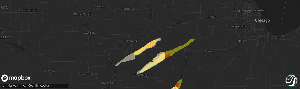 Hail map in Geneseo, IL on April 20, 2023
