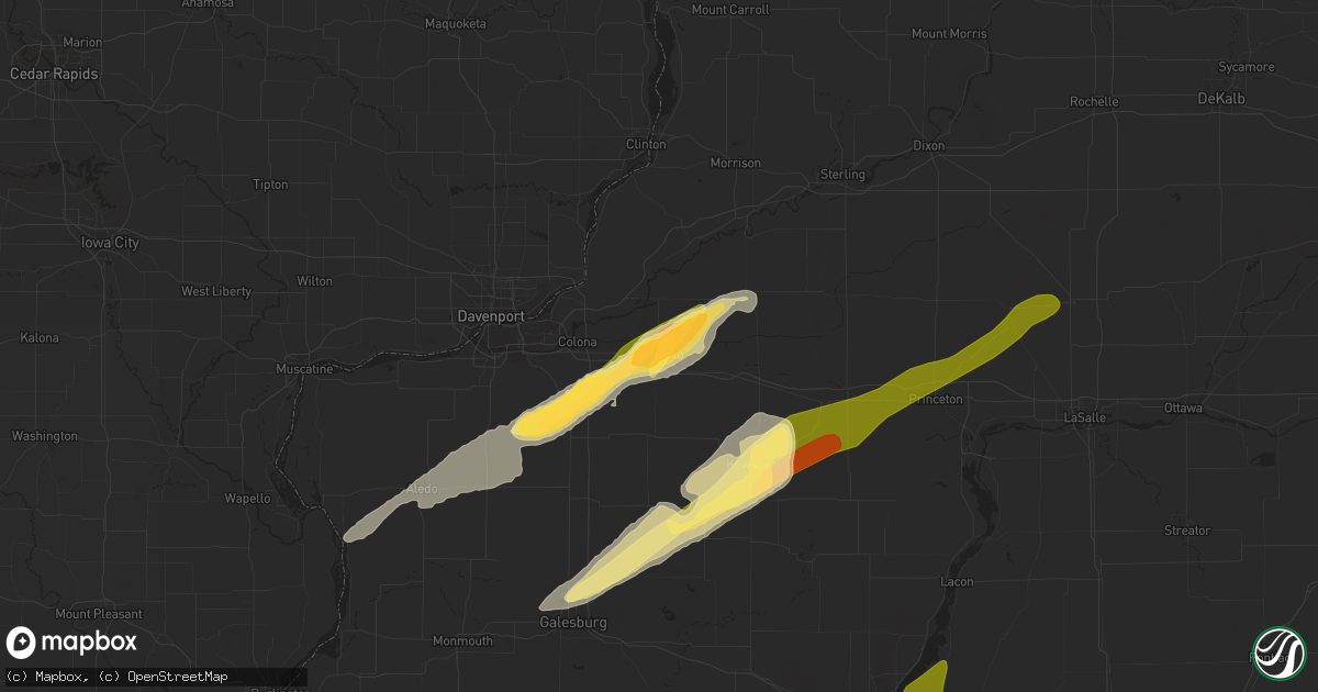 Hail map in Geneseo, IL on April 20, 2023