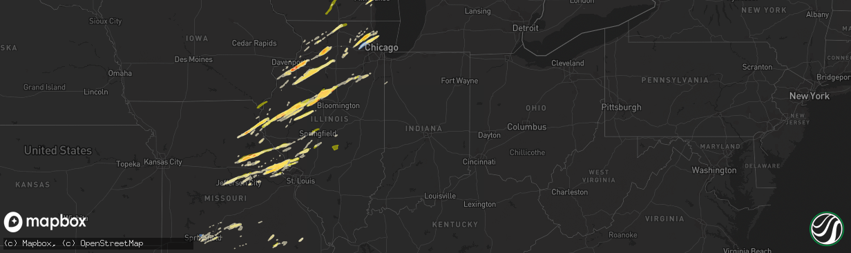 Hail map in Indiana on April 20, 2023