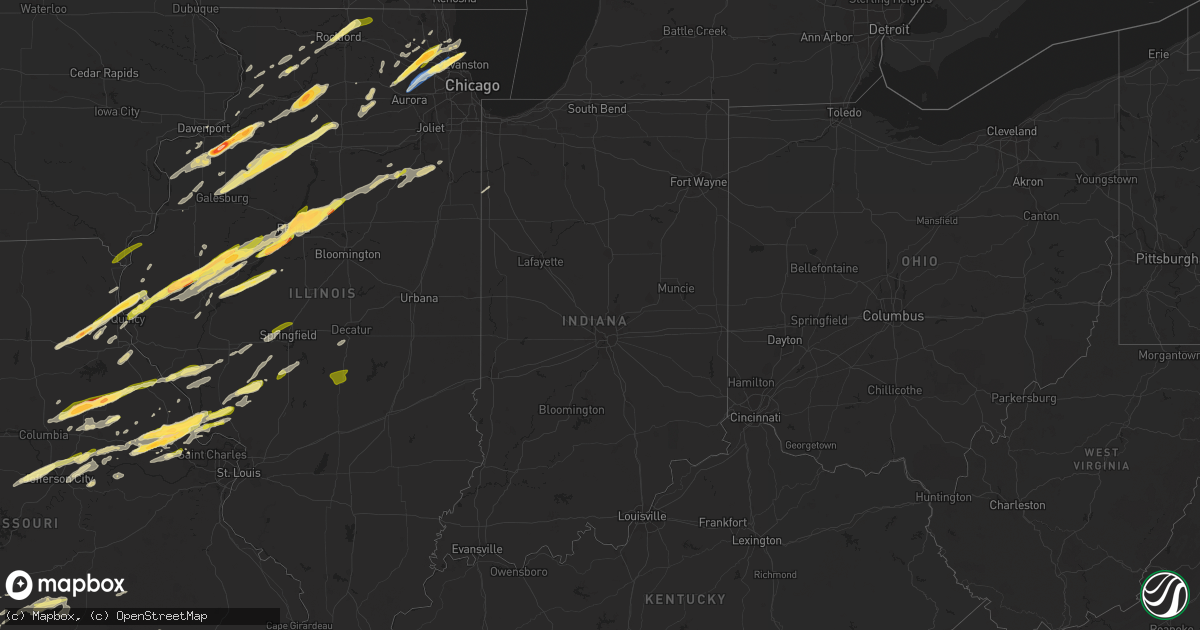 Hail map in Indiana on April 20, 2023