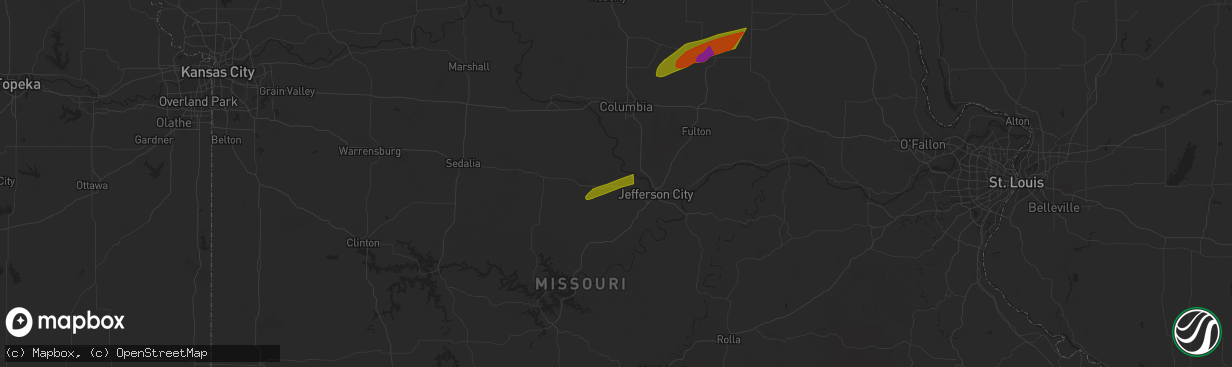 Hail map in Maywood, MO on April 20, 2023