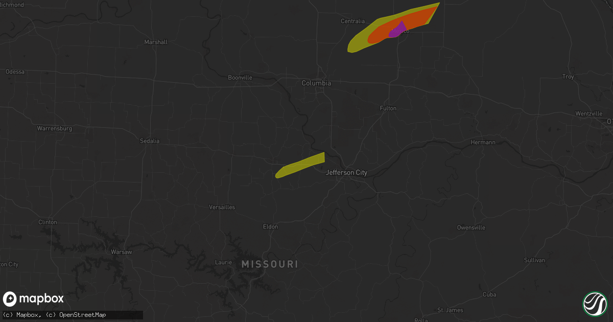 Hail map in Maywood, MO on April 20, 2023