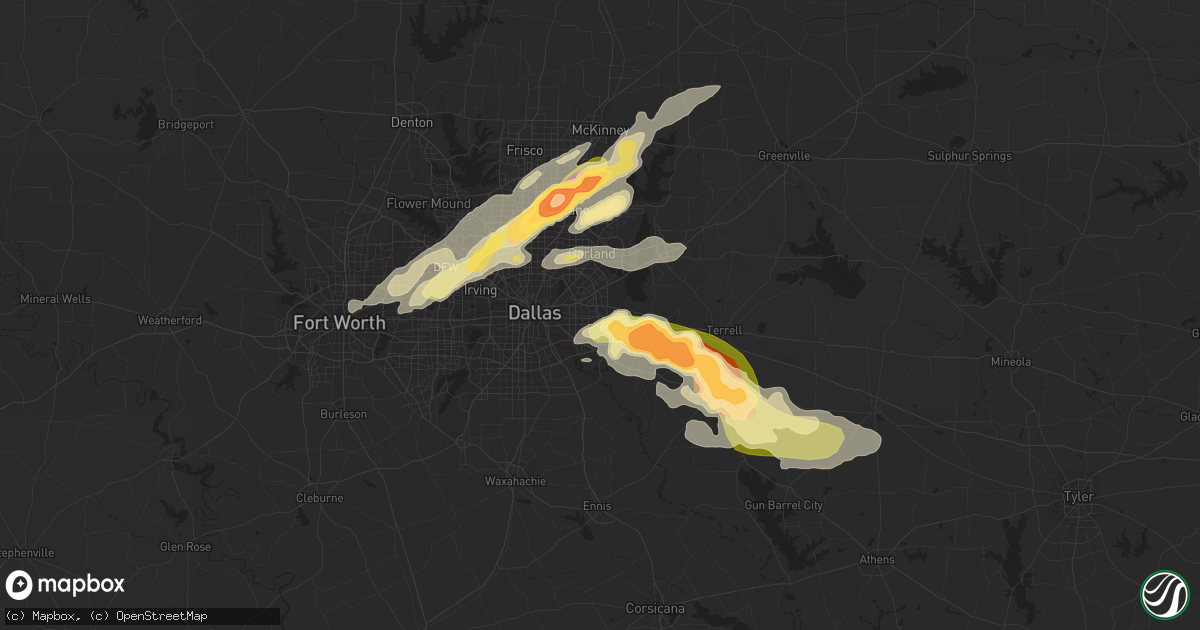 Hail map in Mesquite, TX on April 20, 2023