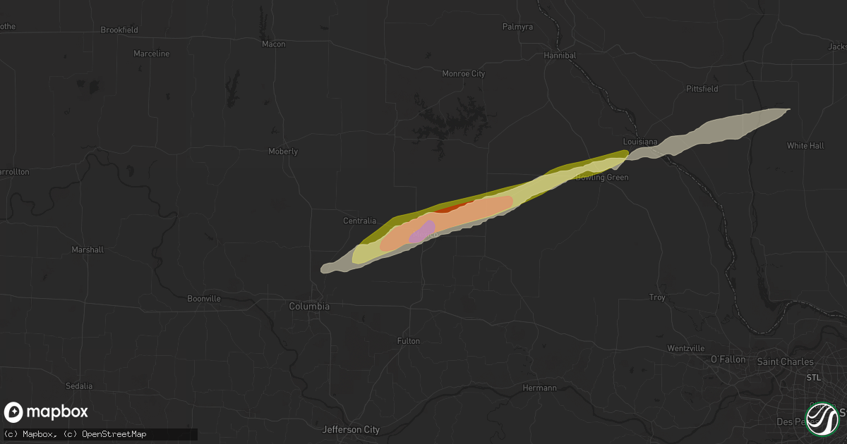 Hail map in Mexico, MO on April 20, 2023