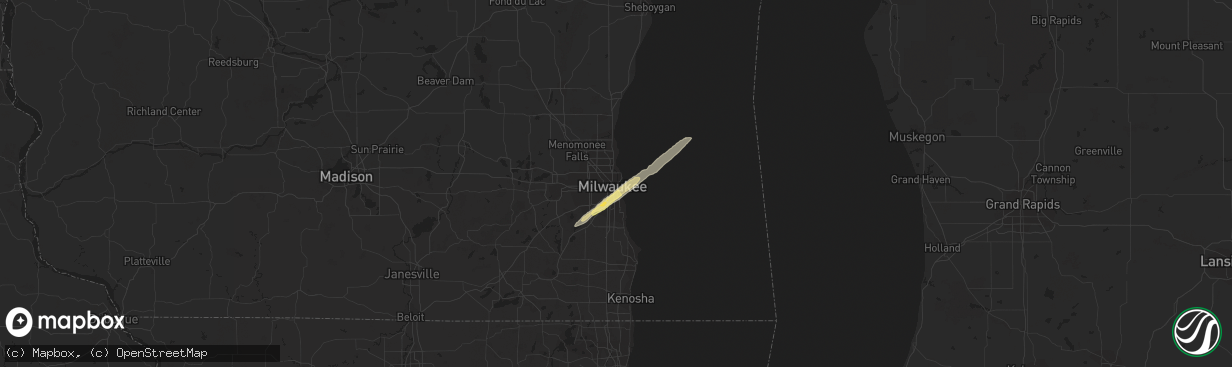 Hail map in Milwaukee, WI on April 20, 2023