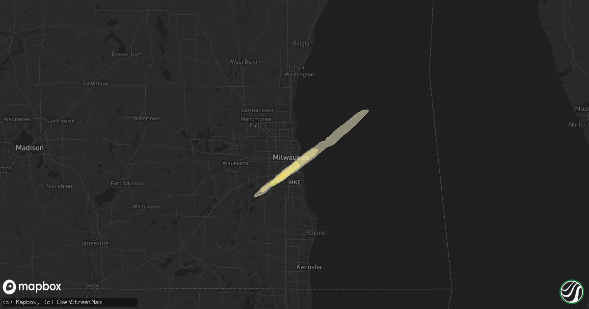 Hail map in Milwaukee, WI on April 20, 2023