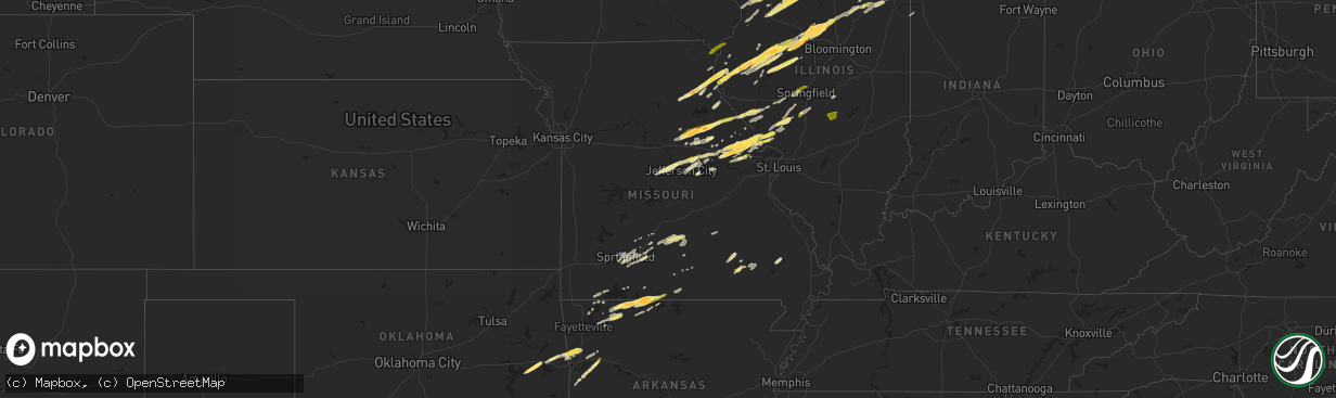 Hail map in Missouri on April 20, 2023