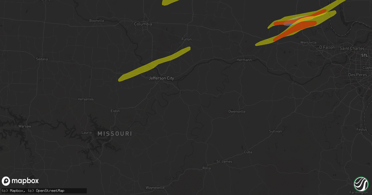 Hail map in New Bloomfield, MO on April 20, 2023
