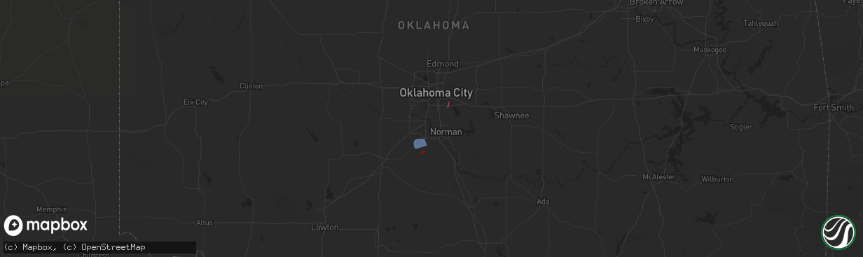 Hail map in Oklahoma City, OK on April 20, 2023