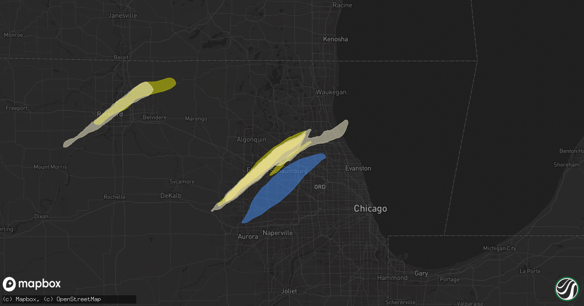Hail map in Palatine, IL on April 20, 2023