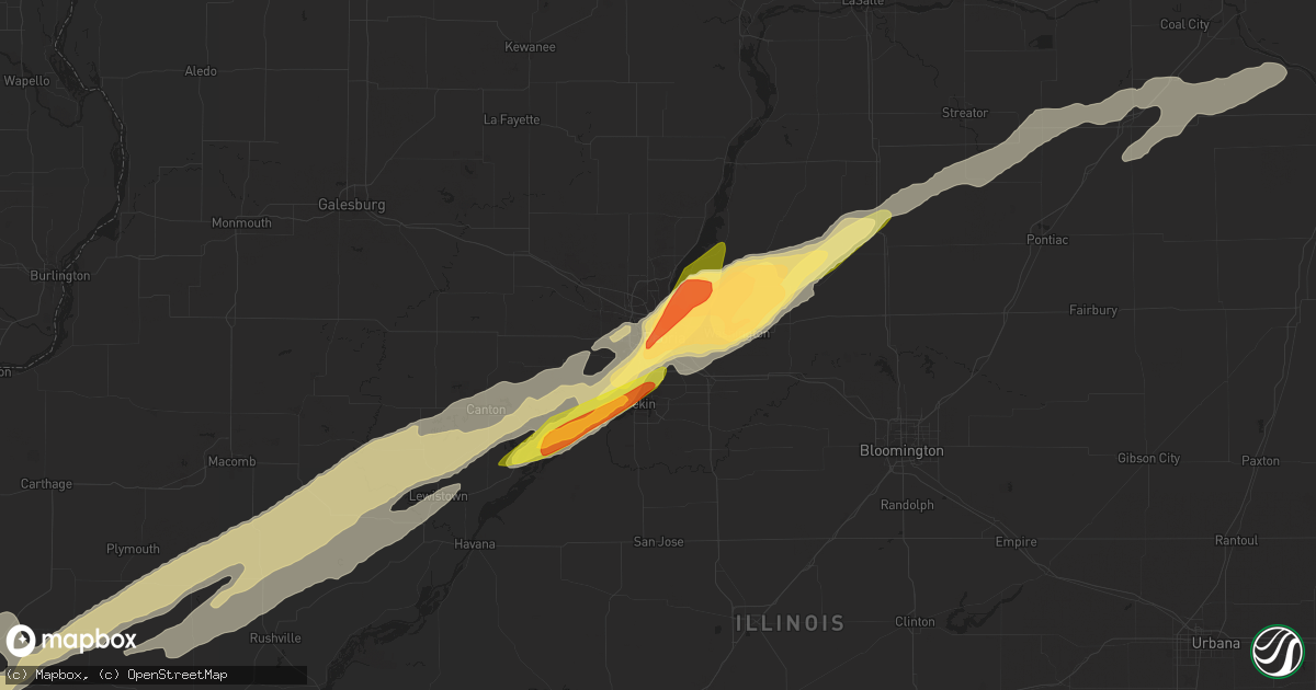 Hail map in Peoria, IL on April 20, 2023