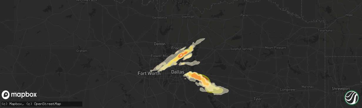 Hail map in Plano, TX on April 20, 2023