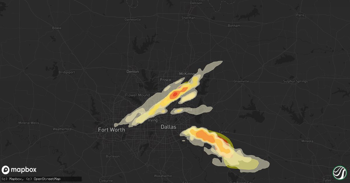 Hail map in Plano, TX on April 20, 2023