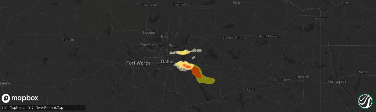 Hail map in Rockwall, TX on April 20, 2023