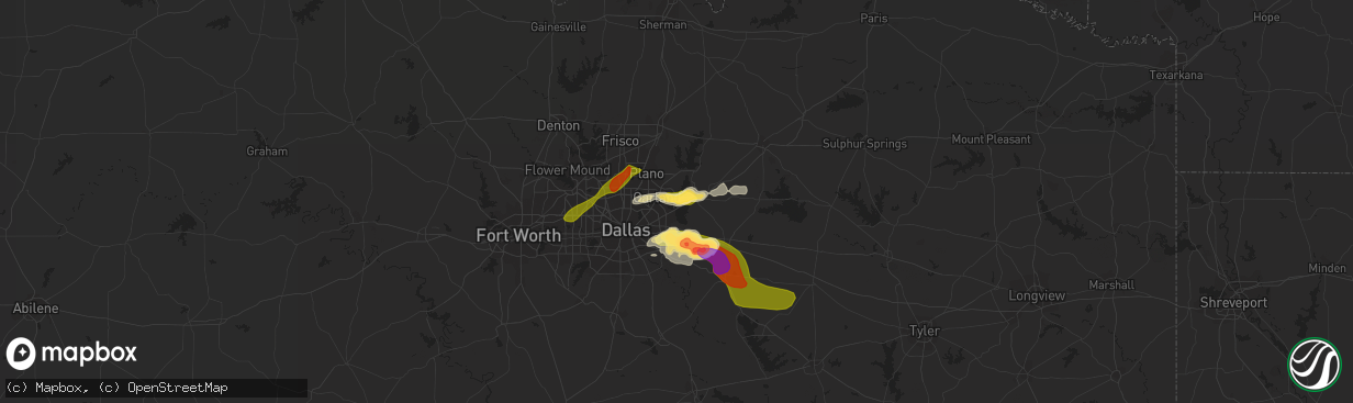 Hail map in Rowlett, TX on April 20, 2023