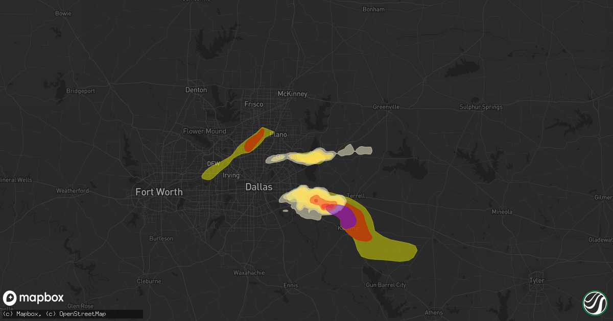Hail map in Rowlett, TX on April 20, 2023