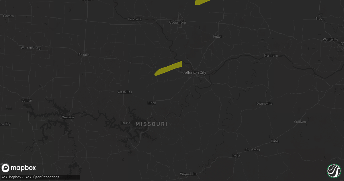 Hail map in Rush Hill, MO on April 20, 2023