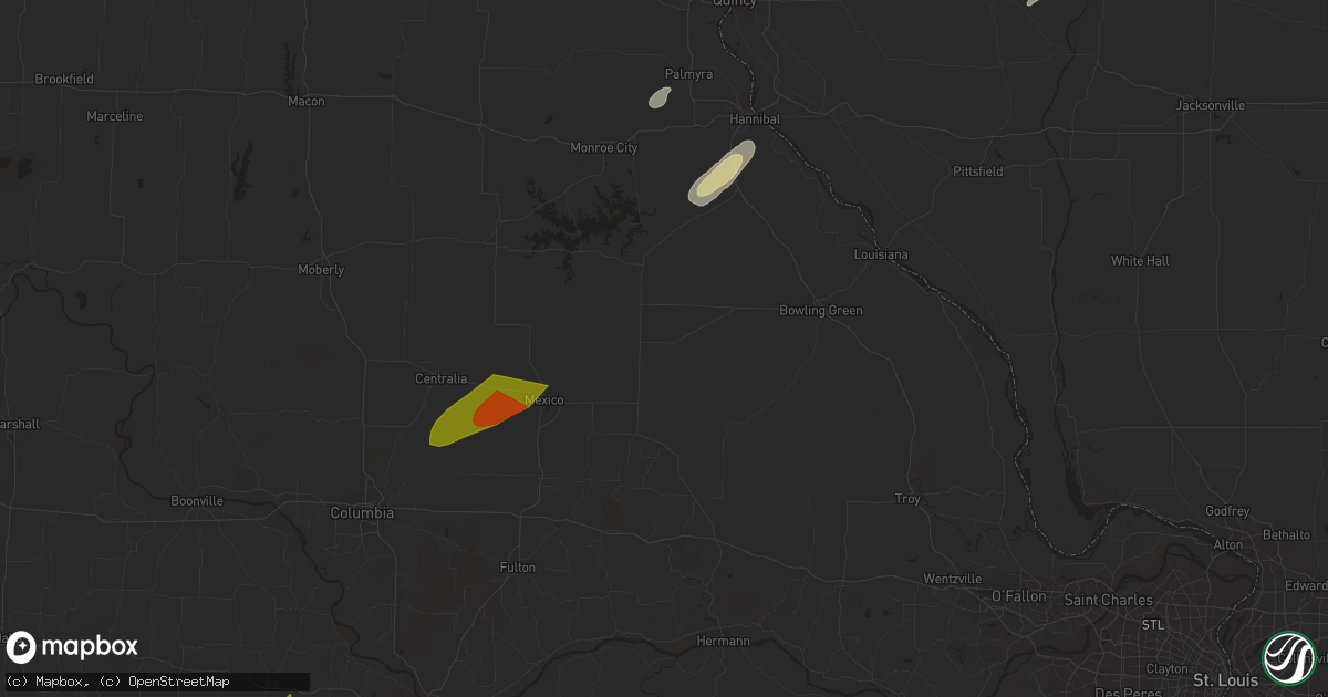 Hail map in Russellville, MO on April 20, 2023