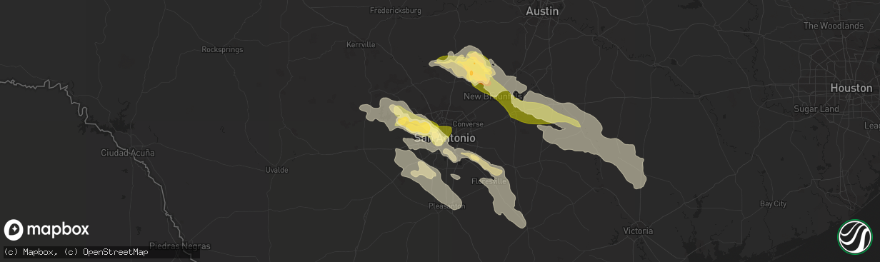 Hail map in San Antonio, TX on April 20, 2023