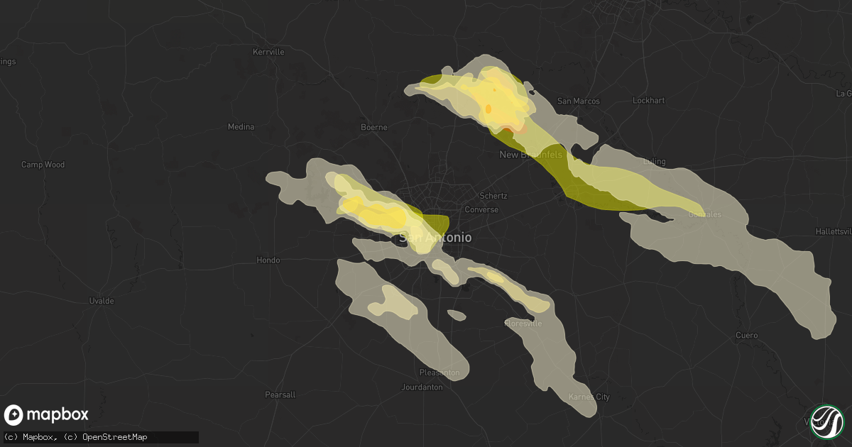 Hail map in San Antonio, TX on April 20, 2023