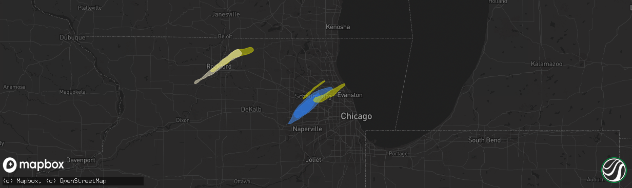 Hail map in Schaumburg, IL on April 20, 2023