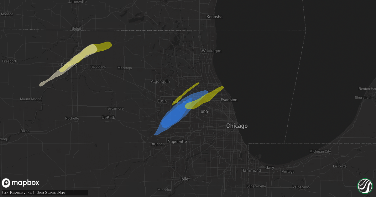Hail map in Schaumburg, IL on April 20, 2023