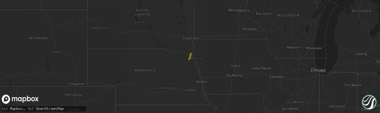 Hail map in South Dakota on April 20, 2023