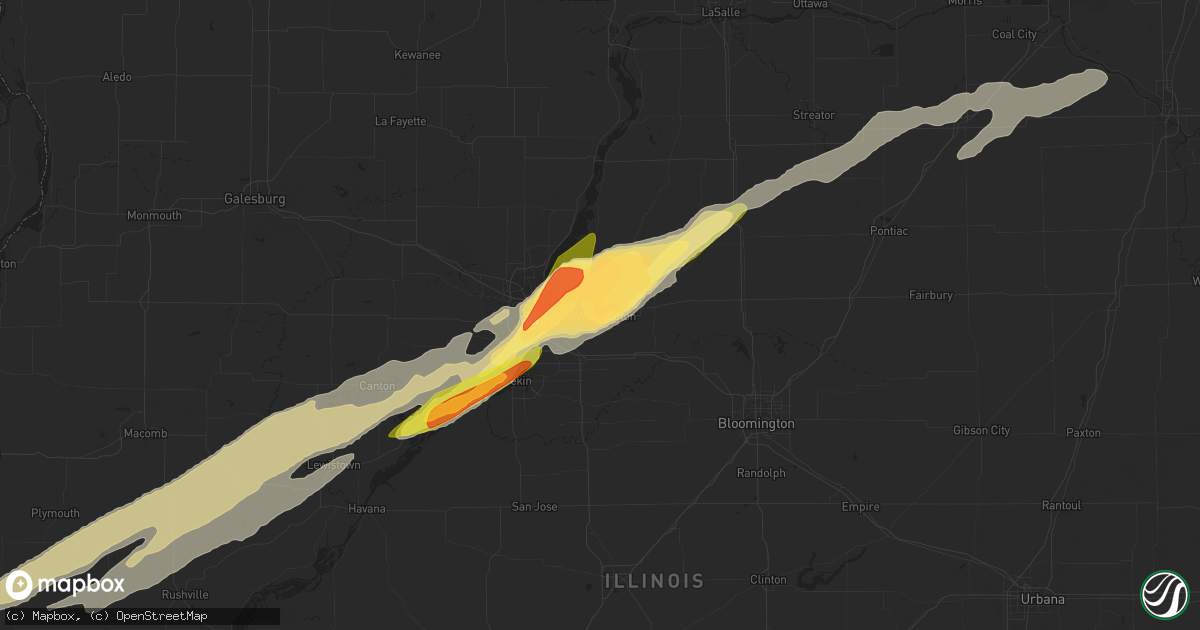 Hail map in Washington, IL on April 20, 2023