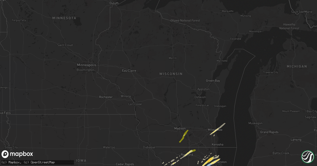 Hail map in Wisconsin on April 20, 2023