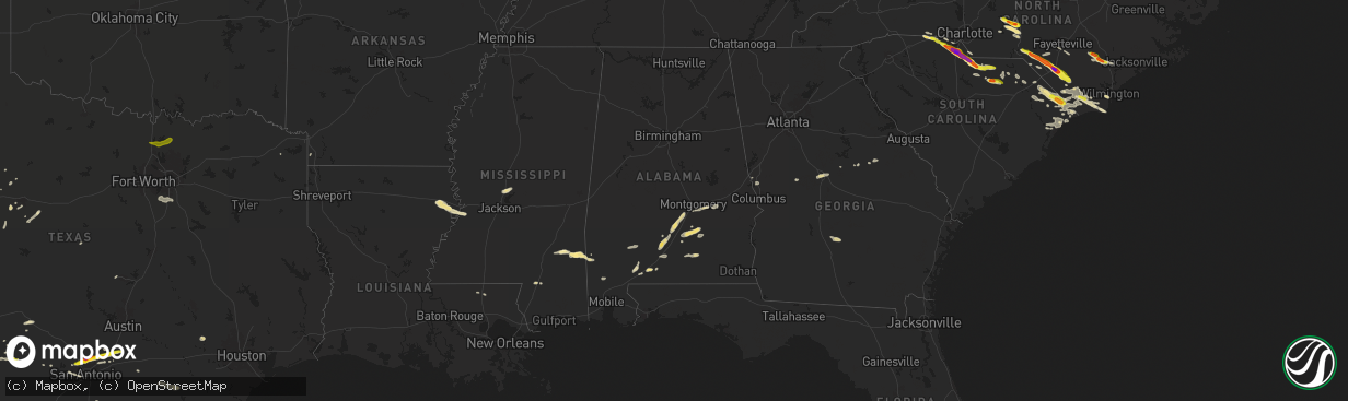 Hail map in Alabama on April 20, 2024