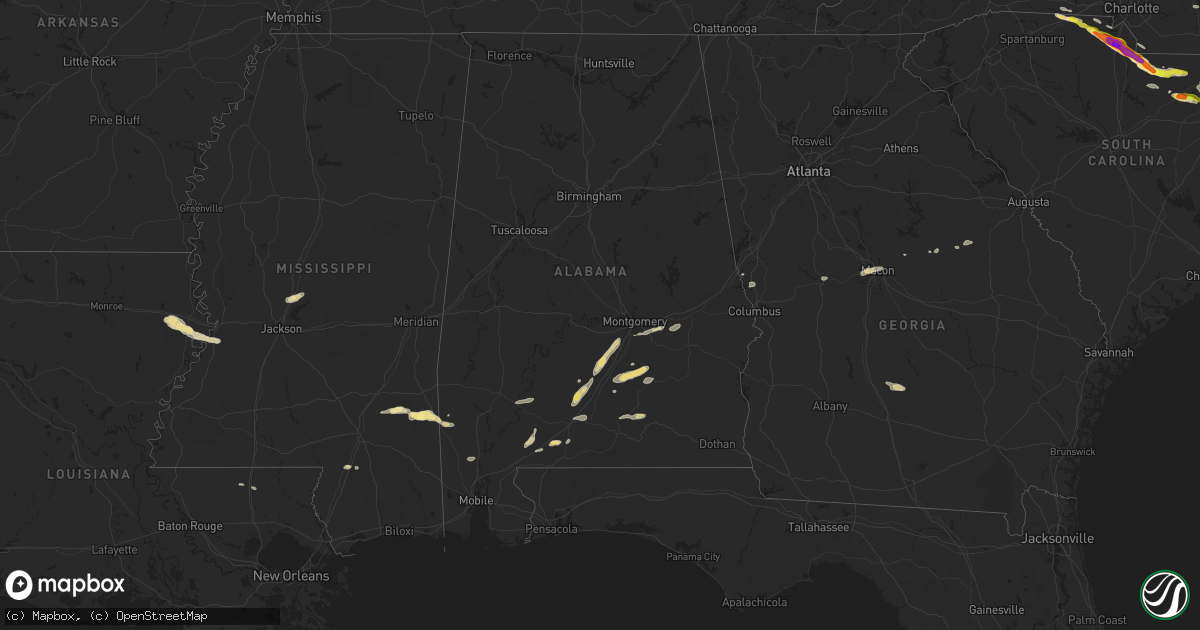 Hail map in Alabama on April 20, 2024