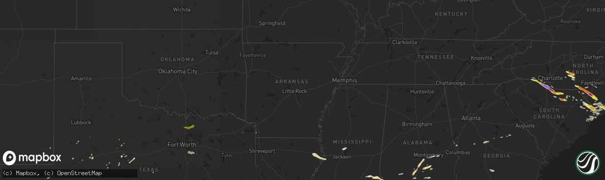 Hail map in Arkansas on April 20, 2024