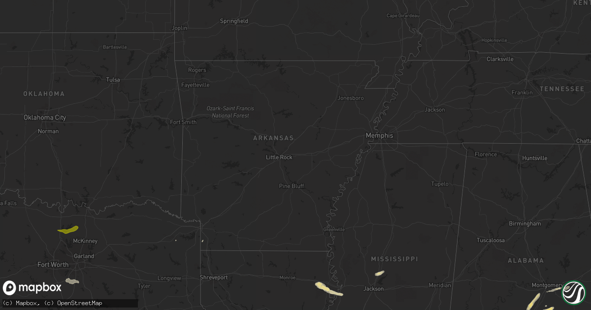 Hail map in Arkansas on April 20, 2024