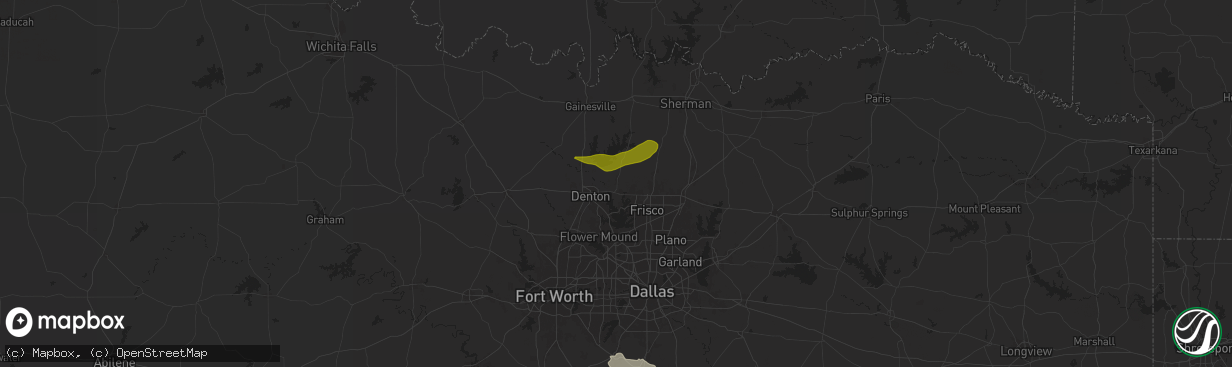 Hail map in Aubrey, TX on April 20, 2024